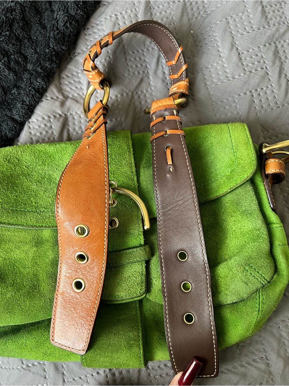Coach Green Suede Belt-Accent SoHo Shoulder Bag - Picture 6 of 10